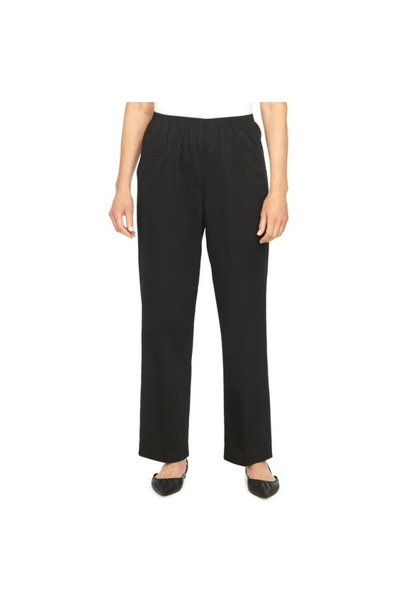 Womens Soft Twill Mid-Rise Regular Fit Straight Leg Short Length Casual Pant