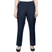 Alfred Dunner Womens Soft Twill Mid-Rise Regular Fit Straight Leg Short Length Casual Pant