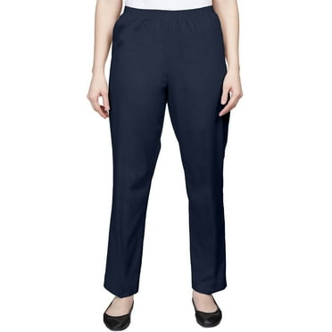 Alfred Dunner Womens  Soft Twill Mid-Rise Regular Fit Straight Leg Short Length Casual Pant