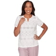 thumbnail image 1 of Alfred Dunner Womens Solid Eyelet Split Beaded Neck Tee, 1 of 4