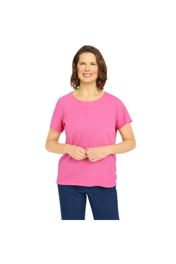 Womens Spliced Ottoman Texture Knit Top