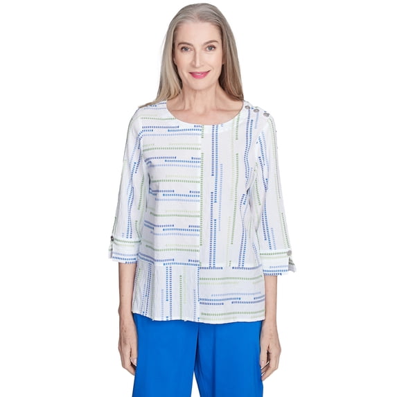 Alfred Dunner Womens Spliced Textured Jacquard Top