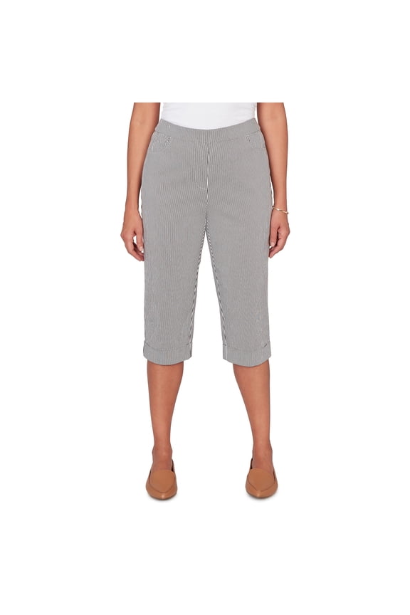 Womens Stretch Stripe Clamdigger Capri Pant