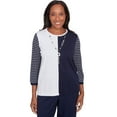 thumbnail image 1 of Alfred Dunner Womens Striped Sleeve Colorblock Sweater With Necklace, 1 of 4