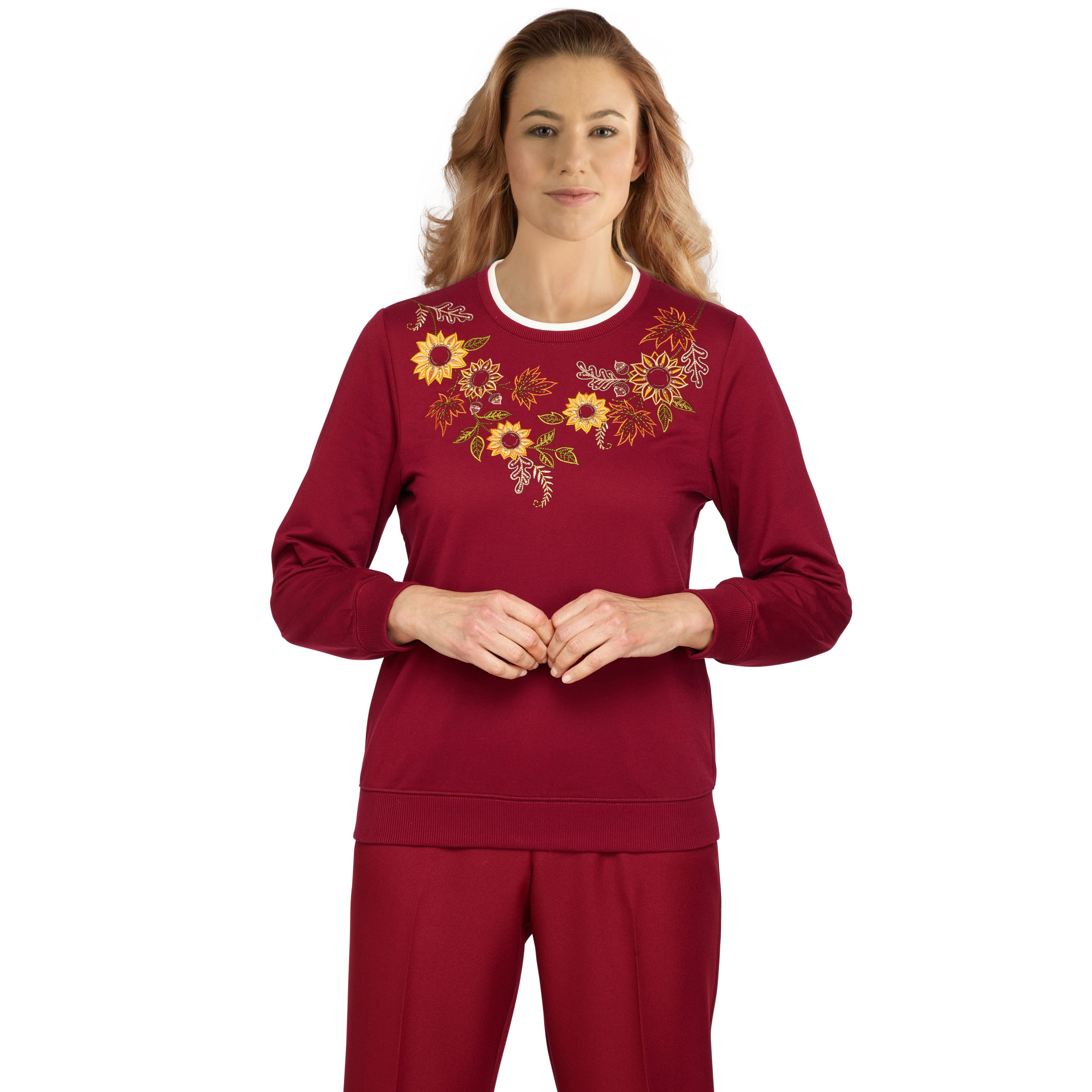 Alfred Dunner Womens Sunflower Yoke Top Walmart