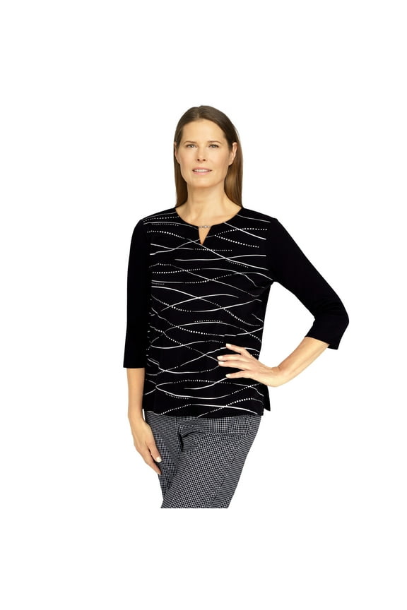 Womens Swirl Embellished Knit Top