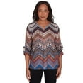 thumbnail image 1 of Alfred Dunner Womens  Textured Chevron Ruched Sleeve Top, 1 of 6