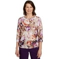 thumbnail image 1 of Alfred Dunner Womens Textured Floral Ruched Sides Top, 1 of 4
