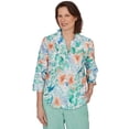 thumbnail image 1 of Alfred Dunner Womens Tropical Flower Eyelet Tie Sleeve Top, 1 of 4