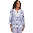 thumbnail image 1 of Alfred Dunner Womens Watercolor Plaid Lace Neck Top, 1 of 4
