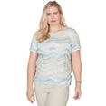 thumbnail image 1 of Alfred Dunner Womens Wavy Biadere Side Tie Ruched Tee, 1 of 4
