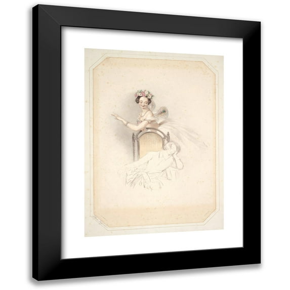Alfred Edward Chalon 11x14 Black Modern Framed Museum Art Print Titled - Sylphide, Souvenir D'Adeieu, Marie Taglioni