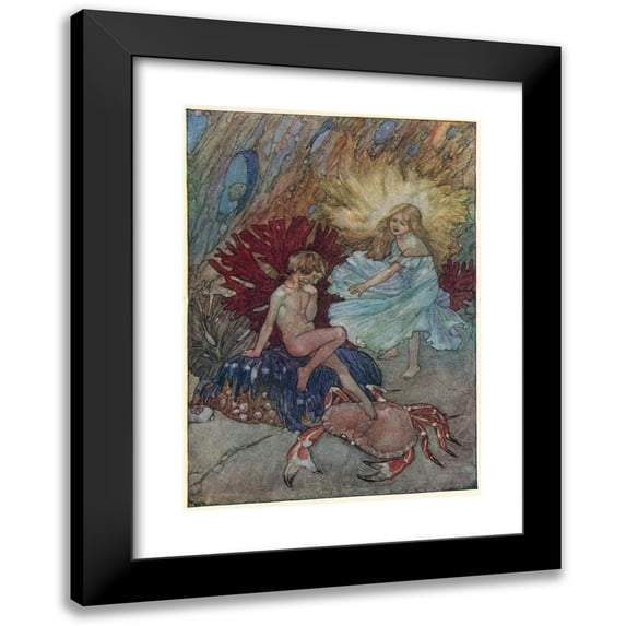 Alfred Edward Frederick Jackson 18x24 Black Modern Framed Museum Art Print Titled - Now Don't Poke that Poor Crab About, Tom (1948)
