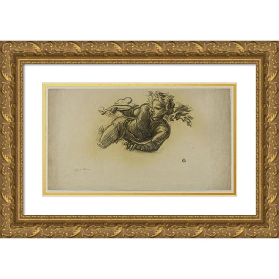 Alfred George Stevens 14x10 Gold Ornate Wood Frame and Double Matted Museum Art Print Titled - Flying Figure (1837-75)