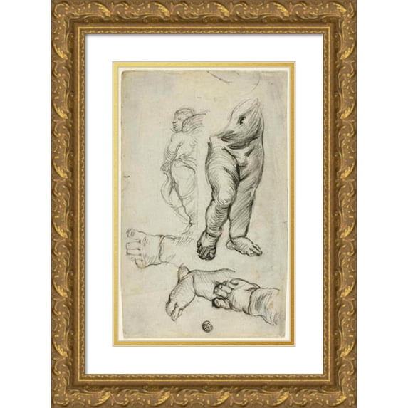 Alfred George Stevens 17x24 Gold Ornate Framed and Double Matted Museum Art Print Titled - Sketches of Putti (1837-75)