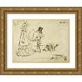 thumbnail image 1 of Alfred Henry Forrester 14x12 Gold Ornate Wood Frame and Double Matted Museum Art Print Titled - Caricature of Man, Woman and Dog (1869), 1 of 4