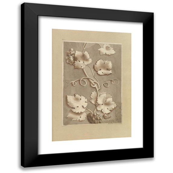 Alfred Henry Forrester 14x18 Black Modern Framed Museum Art Print Titled - Grapes and Vine-Leaves (1845-70)