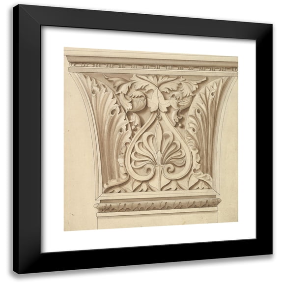 Alfred Henry Forrester 20x21 Black Modern Framed Museum Art Print Titled - Capital of a Column with Anthemion (1845-70)