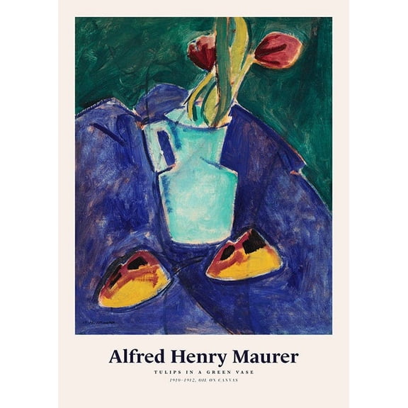 Alfred Henry Maurer - Tulips In A Green Vase Print Wall Art, Modern Wall Decor For Living Room Bedroom, 8x12 UNFRAMED
