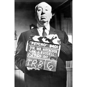 Alfred Hitchcock Holding Clapper Board For Psycho Classic Image 24x36 Poster