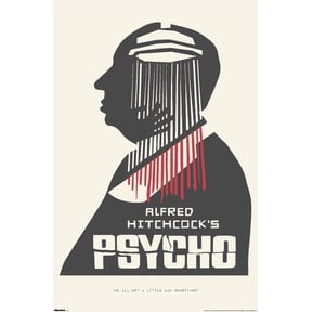 Alfred Hitchcock - Psycho (1960) Silhouette Wall Poster, 22.375" x 34"