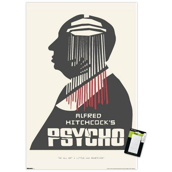 Alfred Hitchcock - Psycho (1960) Silhouette Wall Poster, 22.375" x 34"