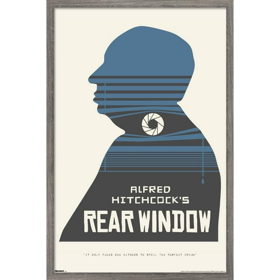 Alfred Hitchcock - Rear Window (1954) Silhouette Wall Poster, 22.375" x 34" Framed