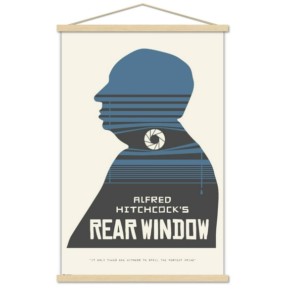 Alfred Hitchcock - Rear Window (1954) Silhouette Wall Poster with Magnetic Frame, 22.375" x 34"