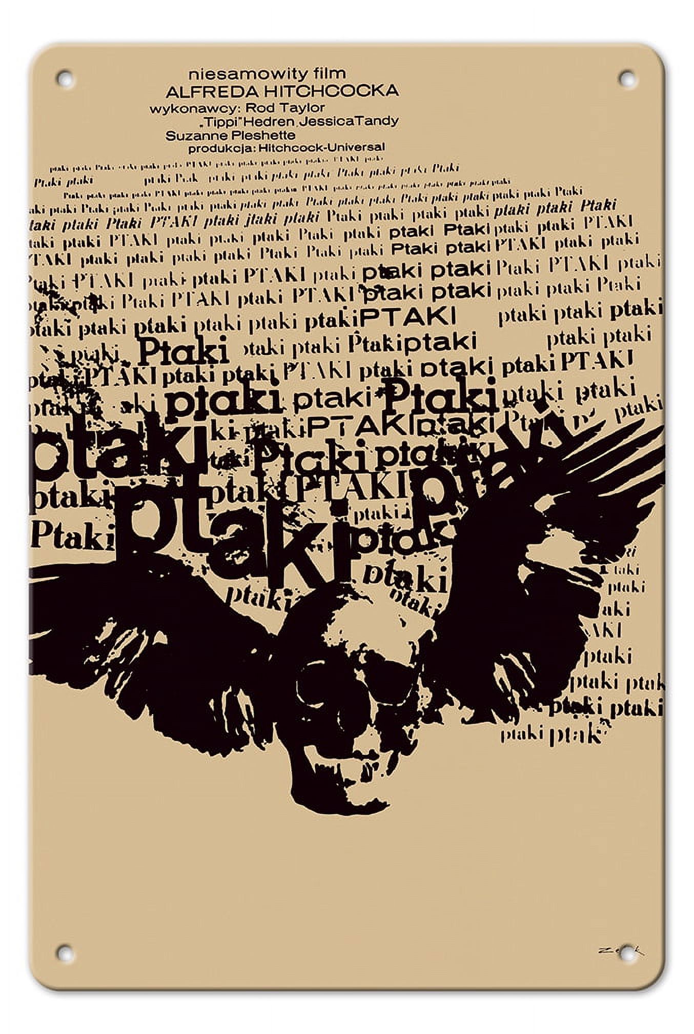 Targa In Metallo Hitchcock 'Gli Uccelli' | 20x30 Cm In Acciaio Con Rilievi | Decorazione Da Parete Made In Germany