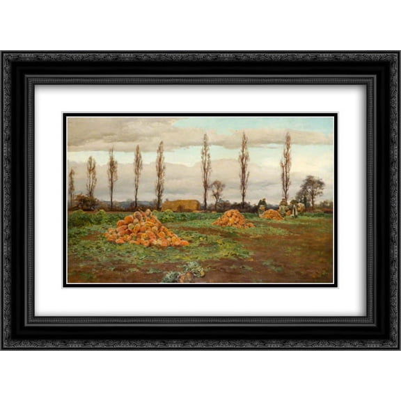 Alfred Parsons 2x Matted 24x18 Black Ornate Framed Art Print 'The Swede Harvest'