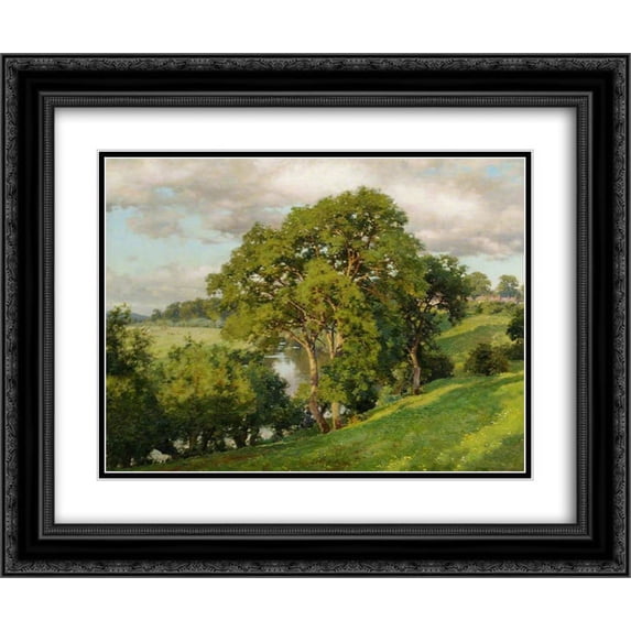 Alfred Parsons 2x Matted 24x20 Black Ornate Framed Art Print 'Ash Trees at Cropthorne, Worcestershire'