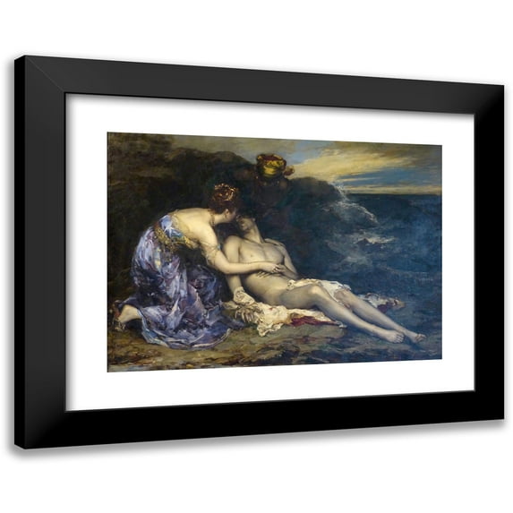 Alfred Philippe Roll 18x14 Black Modern Framed Museum Art Print Titled - Don Juan and Haidee (1874)
