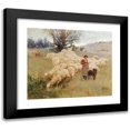 thumbnail image 1 of Alfred Plauzeau 14x12 Black Modern Framed Museum Art Print Titled - A Flock of Sheep, 1 of 5