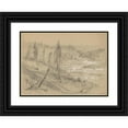 thumbnail image 1 of Alfred R. Waud 14x11 Black Ornate Wood Framed Double Matted Museum Art Print Titled: Railroad on the Dalles of the St. Louis (1882), 1 of 5