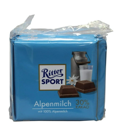 Alfred Ritter Ritter Sport Chocolate Alpine Milk - (5 Pack) x 100 g/3.52 Oz
