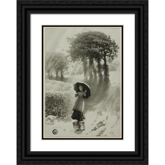 Alfred Sacheverel Coke 14x18 Black Ornate Wood Framed Double Matted Museum Art Print Titled - Summer Shower (1875-99)