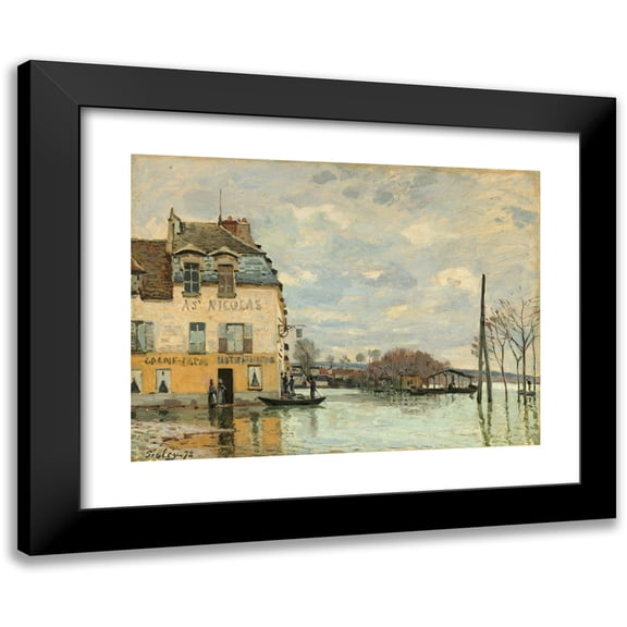 Alfred Sisley 14x11 Black Modern Framed Museum Art Print Titled - Flood at Port-Marly (1872)