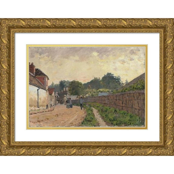 Alfred Sisley 14x11 Gold Ornate Wood Frame and Double Matted Museum Art Print Titled - Marly-Le-Roi (C. 1875)