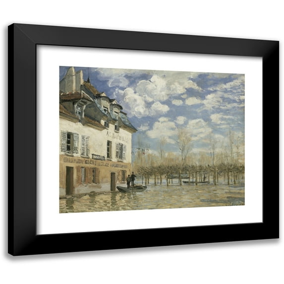 Alfred Sisley 14x12 Black Modern Framed Museum Art Print Titled - Boat in the Flood at Port Marly (1876)