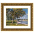 thumbnail image 1 of Alfred Sisley 14x12 Gold Ornate Wood Frame and Double Matted Museum Art Print Titled - A Walnut in the Meadow of Thomery (1880), 1 of 4