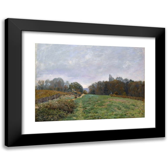 Alfred Sisley 24x18 Black Modern Framed Museum Art Print Titled - Landscape at Louveciennes (1873)