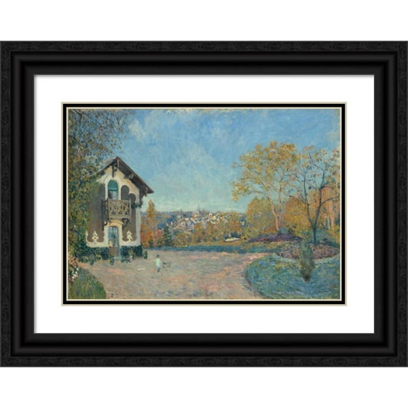 Alfred Sisley 24x18 Black Ornate Framed Double Matted Museum Art Print Titled: View of Marly-Le-Roi from Coeur-Volant (1876)