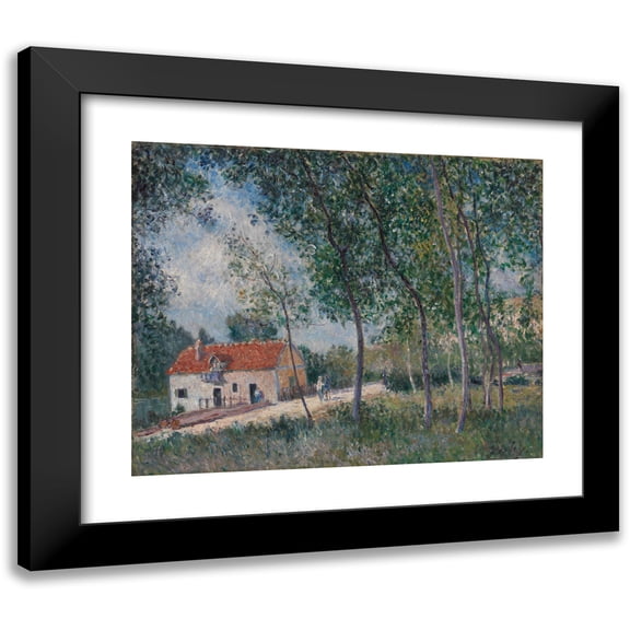 Alfred Sisley 24x20 Black Modern Framed Museum Art Print Titled - The Road from Moret to Saint-Mammes (1883-85)
