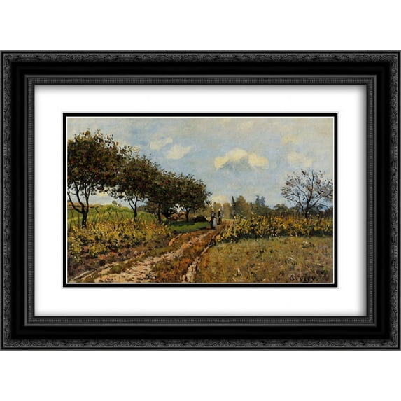 Alfred Sisley 2x Matted 24x18 Black Ornate Framed Art Print 'Path in the Country'