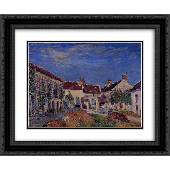 Alfred Sisley 2x Matted 24x20 Black Ornate Framed Art Print 'Courtyard at Les Sablons'