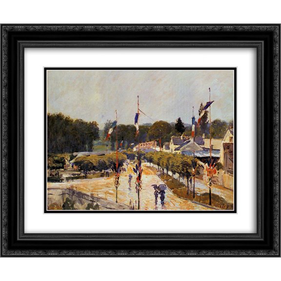 Alfred Sisley 2x Matted 24x20 Black Ornate Framed Art Print 'Fete Day at Marly le Roi (The Fourteenth of July at Marly le Roi)'