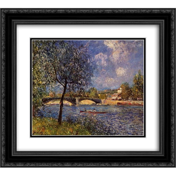 Alfred Sisley 2x Matted 24x20 Black Ornate Framed Art Print 'Rowers'
