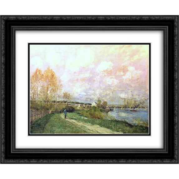 Alfred Sisley 2x Matted 24x20 Black Ornate Framed Art Print 'Summer at Bougival'