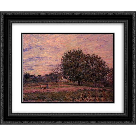 Alfred Sisley 2x Matted 24x20 Black Ornate Framed Art Print 'Walnut Trees, Sunset Early Days of October'