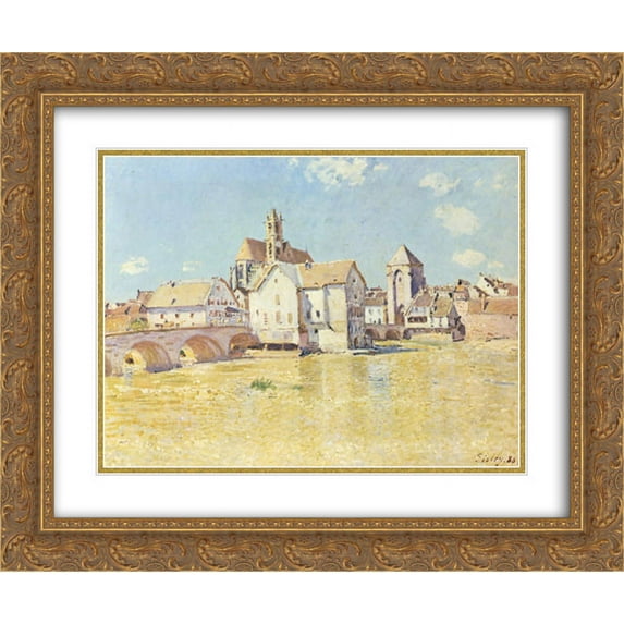 Alfred Sisley 2x Matted 24x20 Gold Ornate Framed Art Print 'Pont de Moret dans le soleil du matin'